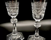 Vintage German Anna Hutte Bleikristall Clear Candle Taper Holders
