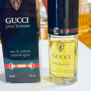 Vintage Gucci Pour Homme Natural Cologne Spray 1oz 30ml with Original Box 80%+ Full