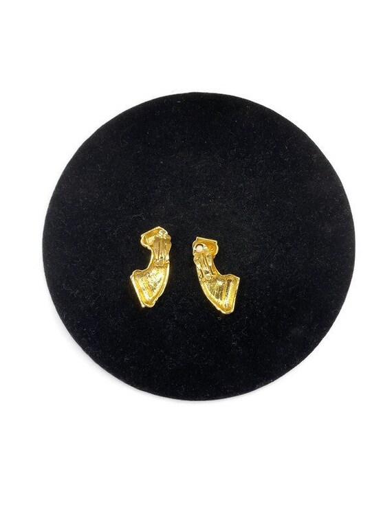 Vintage Estate Gold Plated Boomerang Clip EARRING… - image 2