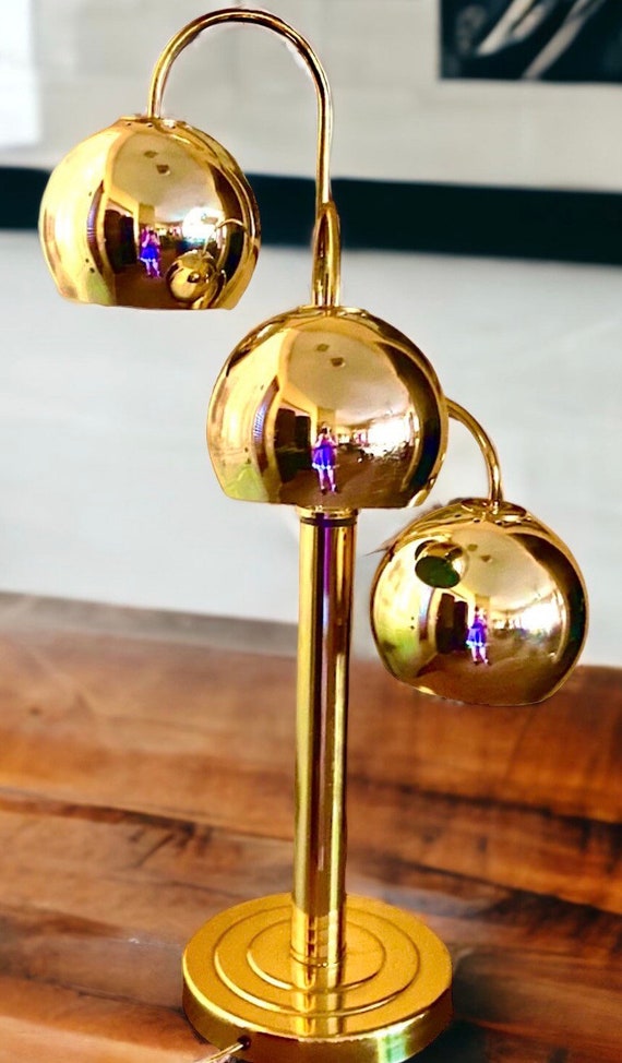 Vtg Mid Century Modern Brass 3 Tiered Waterfall Eyeball Modernist