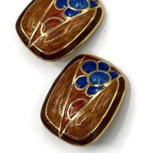 Vintage Helena Rubinstein Paris Enamel Flower Clip Earrings