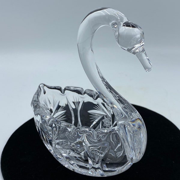 Vintage Crystal Swan Duck Nut or Candy Dish Figure Centerpiece