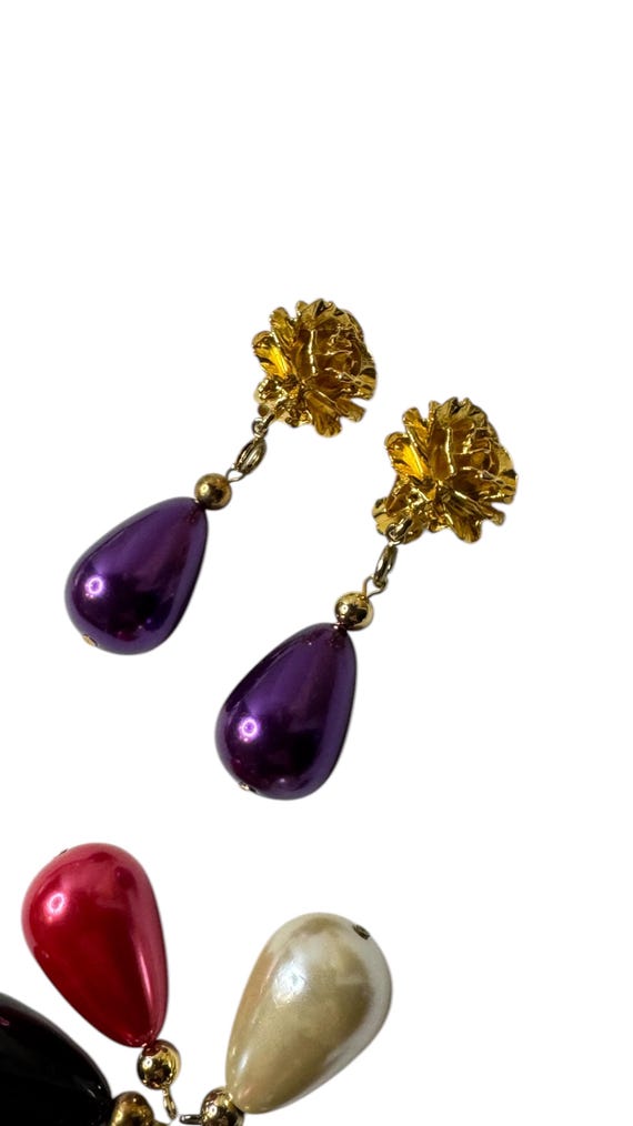 Vintage Interchangeable Teardrop Dangle Purple Pi… - image 3