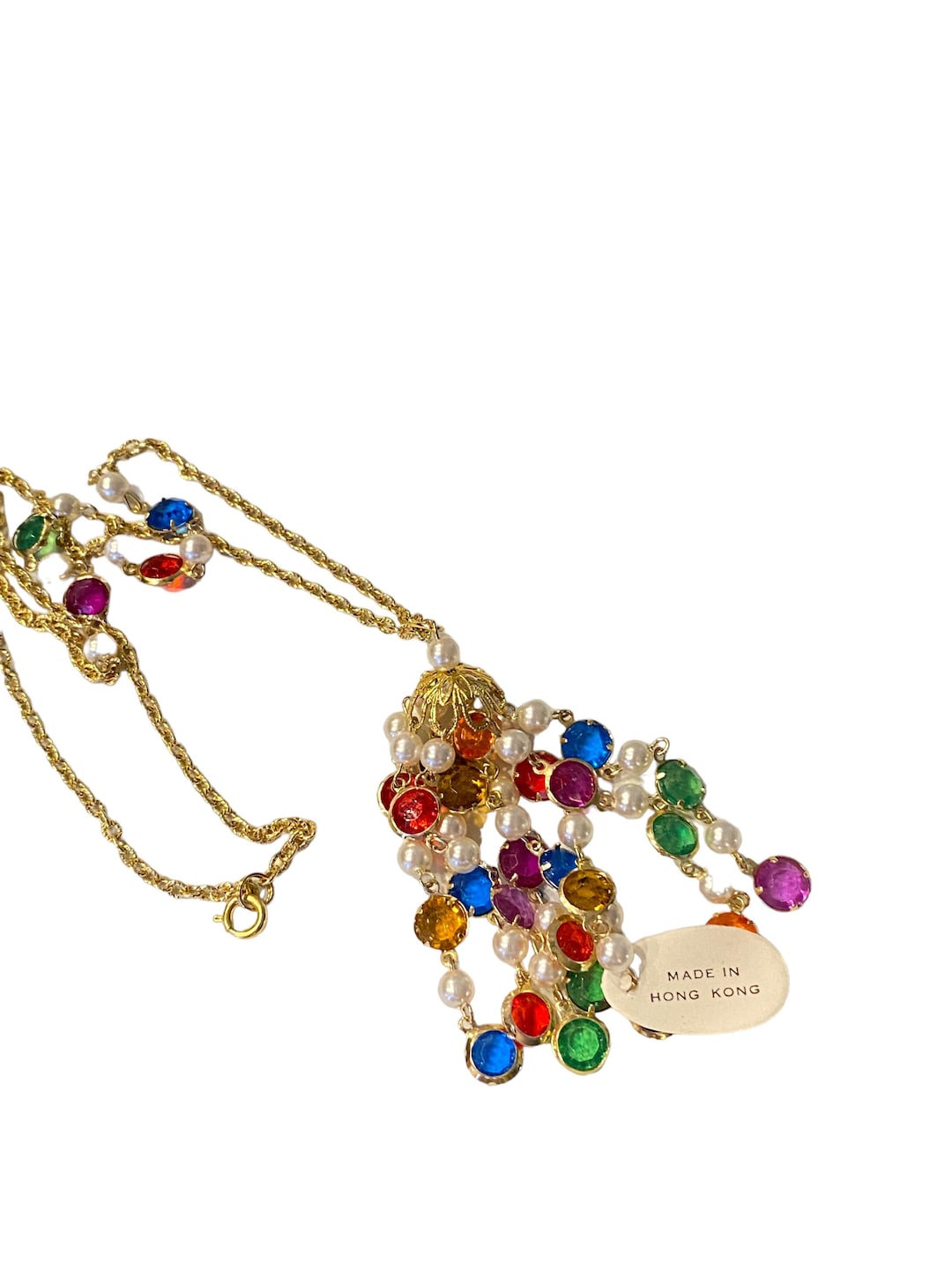 Vintage Mid Century Modern Hong Kong Long Lucite Blue Red Green Yellow