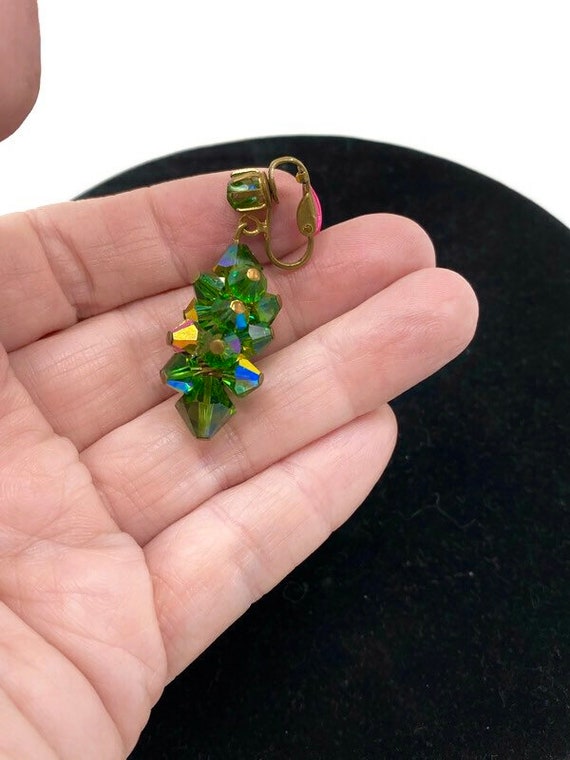 Vintage Green Aurora Borealis Crystal Bead Dangle 