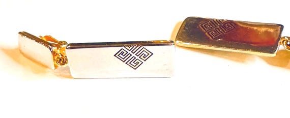 Vtg Givenchy Silver Plated Rectangular Pendant Go… - image 2