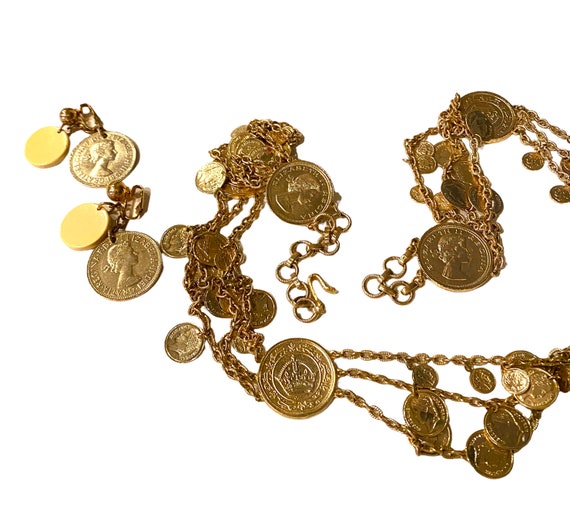 Vintage Gold Plated Boho Chic Roman Coin Medallio… - image 3