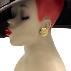 Vintage Petite Stunning Authentic Givenchy  Logo 40th Anniversary Gold Plated Button Clip Earrings N12