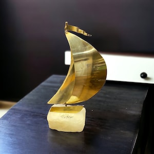Vintage MCM Brass Sailboat Figure by DeMott