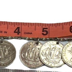Vintage Silver Plated Boho Chic Jingle Faux Coin Link Ankle Unisex Bracelet 9” AS34