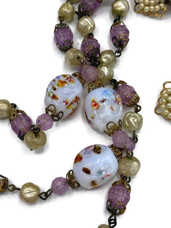 VTG Faux Seed Pearls Japanese  Opaline Millefiori… - image 7