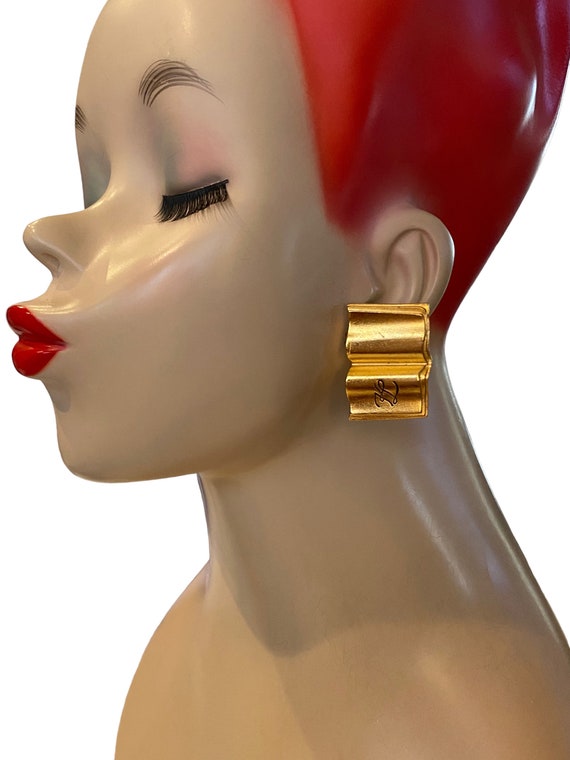 Vintage Karl Lagerfeld Baroque Brushed Gold Plate… - image 3