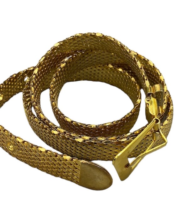 Vintage 1970’s-80s Gold Fish Scale Buckle Belt 30… - image 1