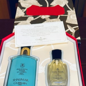 Vintage Guerlain Shalimar Body Lotion and Eau de Toilette Spray Gift Set Paris France
