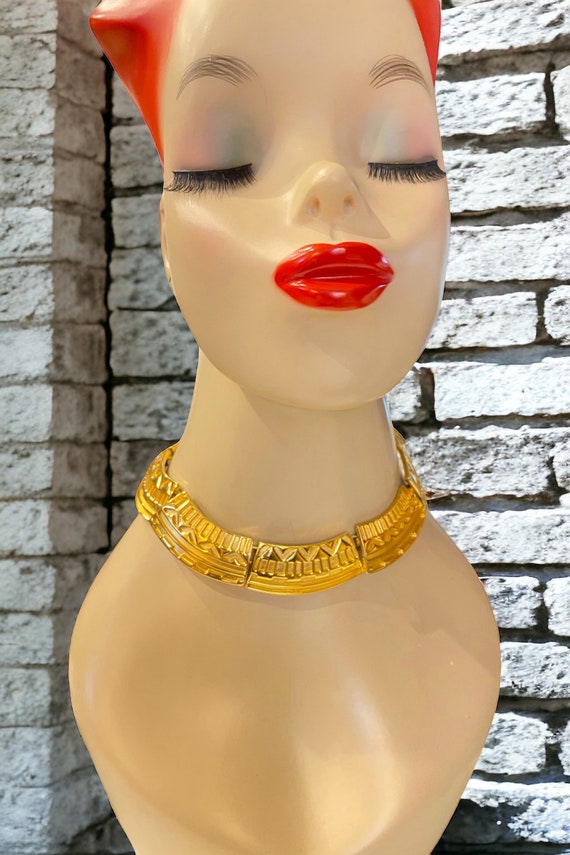 Vintage Monet Linked Gold Plated Cleopatra Style … - image 1