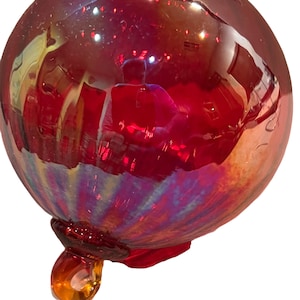 Vintage 1980’s Glass Eye Studio Handblown Murano Style Christmas Ornament Art Glass Red