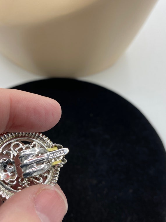 VTG Lisner Oversized Button Scroll Silver Plated … - image 4