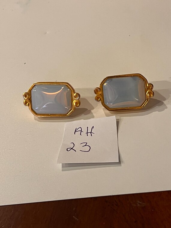 Vintage Givenchy gold plated rectangular Faux opa… - image 9