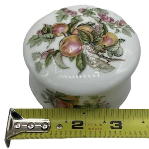 Vintage Staffordshire Fine Porcelain Hand Painted Fruit Trinket Box England