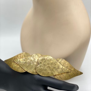 Vintage Winthon Artisan Brass Leaves Peace Lily heart Leaf Belt Buckle