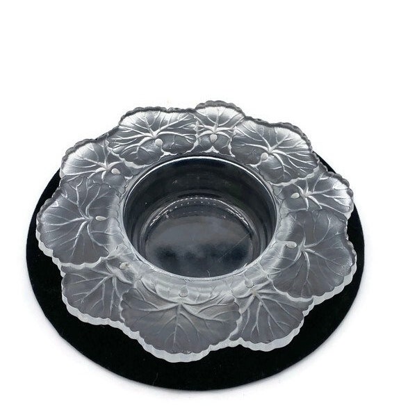 Vintage Lalique France Crystal Honfleur Geranium Bowl Wine Coaster Ashtray Trinket Lalique Lover Gift