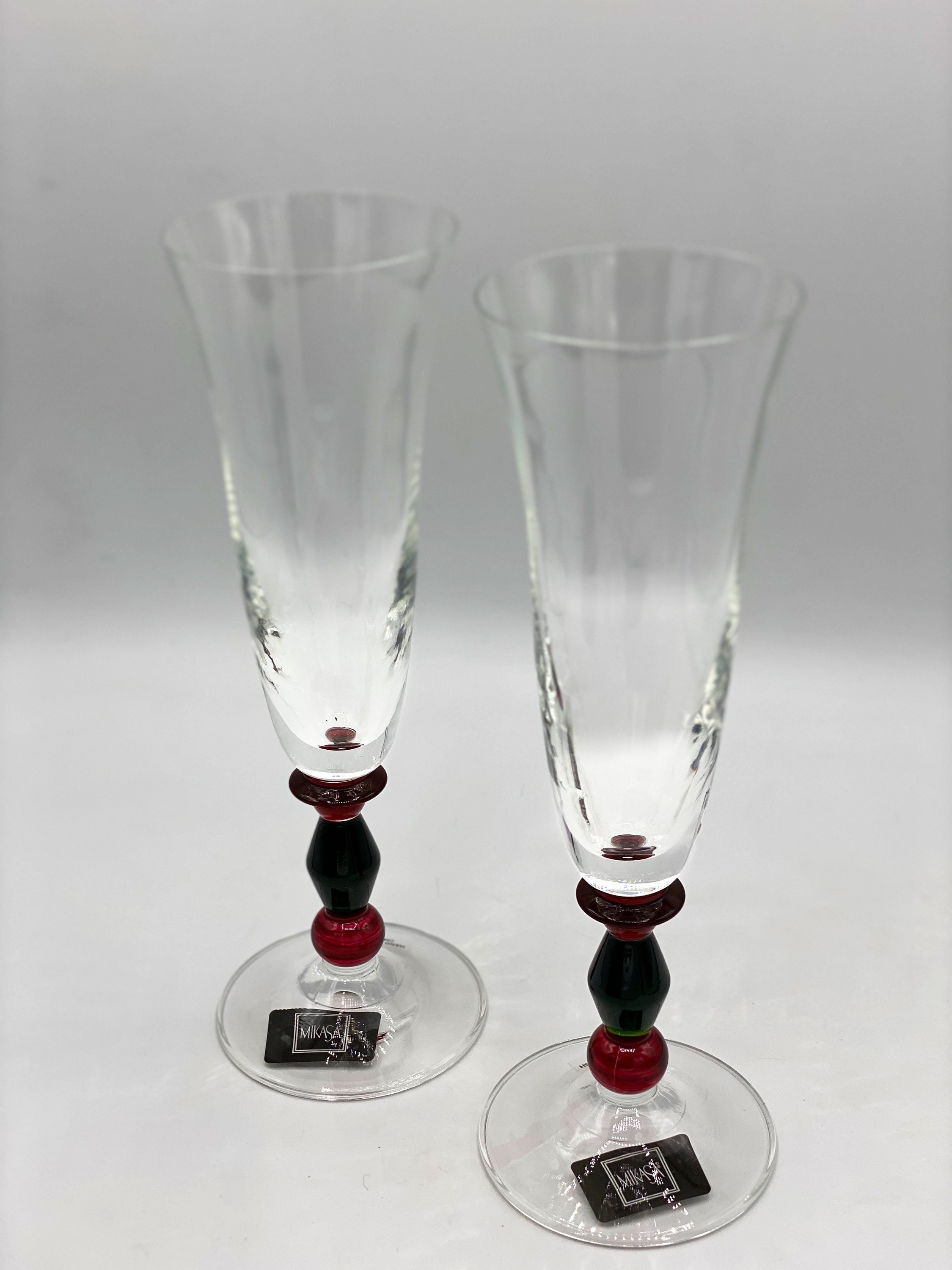 Vintage Mikasa Old Dublin Fluted Champagne Glasses 8 7/8” - Crystal Set Of 2