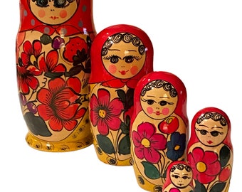 ヴィンテージ マトリョーシカ ロシア製 手描き木製 バブーシュカ