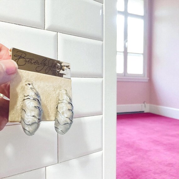 Vtg 1980s Beverly Johnson Rhodium Plated Ribs wit… - image 1