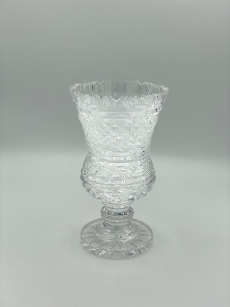 Vintage Waterford Crystal Master Cut Pedestal Vase 8\u201d
