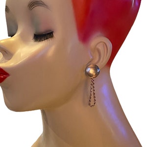 Vintage Elegant Silver Plated Swing Chain Clip Earrings AR5