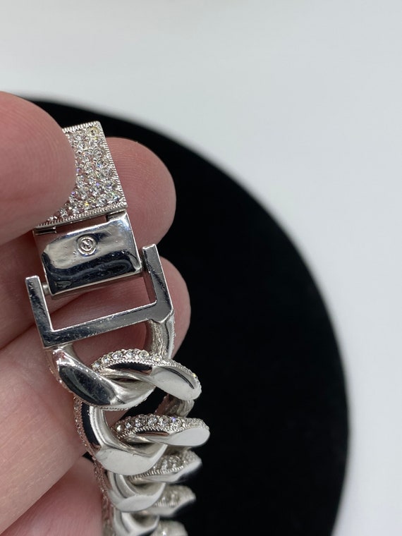 Vintage Marked N Silver Rhodium Plated Pave Cryst… - image 4