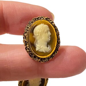 Vintage Dante Cufflinks Polished Chatoyant Tiger Eye Stone with Lucite Silhouette Overlay Cuff Links M21