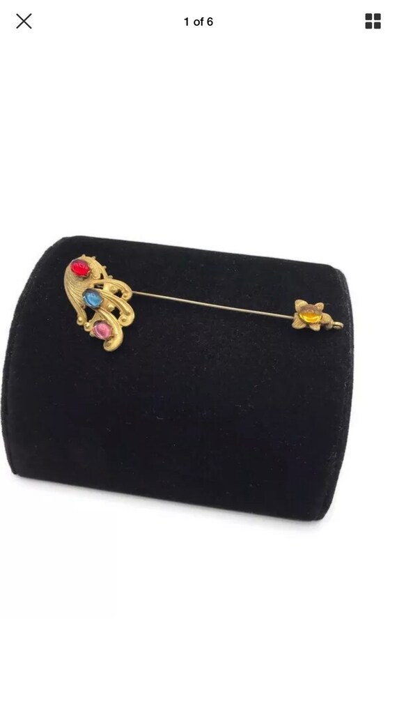 Vintage Jabot Pin, 1950s Scarf Brooch For Her, Collar… Gem