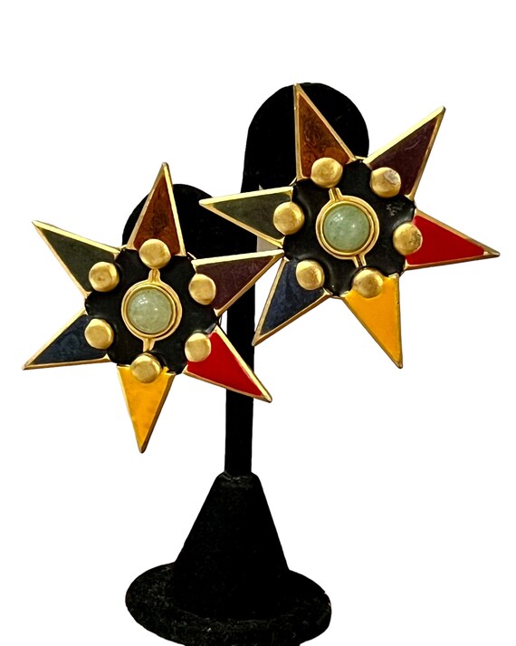 Vintage Dannah Atomic Starburst Yellow Red Black … - image 5