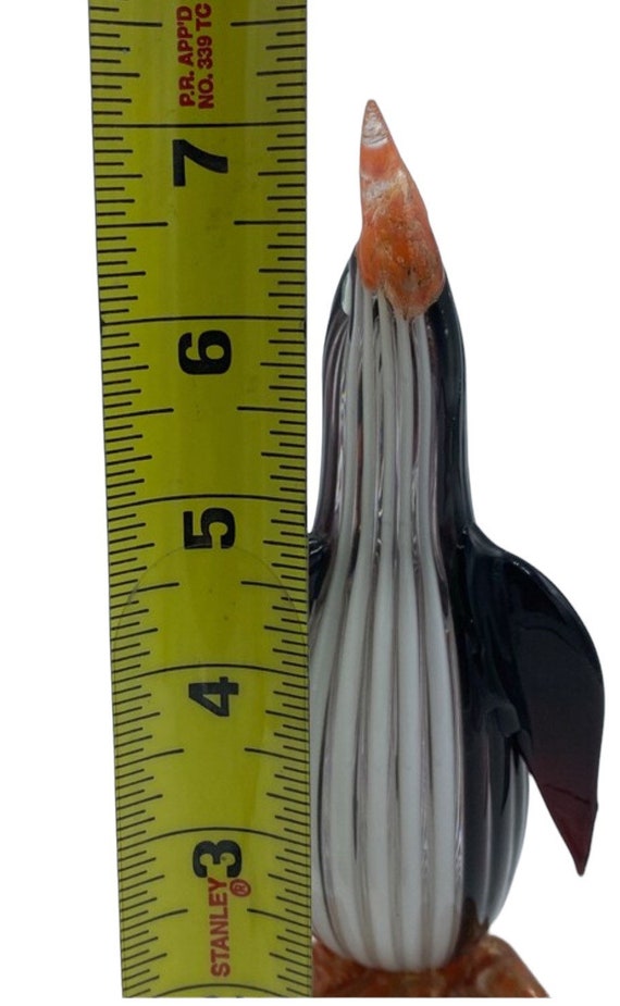 ムラーノガラス ペンギン置物 27cm Murano Italy ヴィンテージ ヴィンテージ ムラーノ アートグラス ペンギン ナス ストライプ 1958年