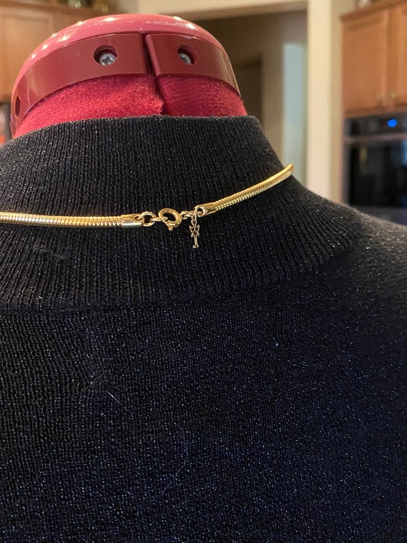 Vintage TRIFARI Gold Plated Ribbon Pendant NECKLA… - image 5