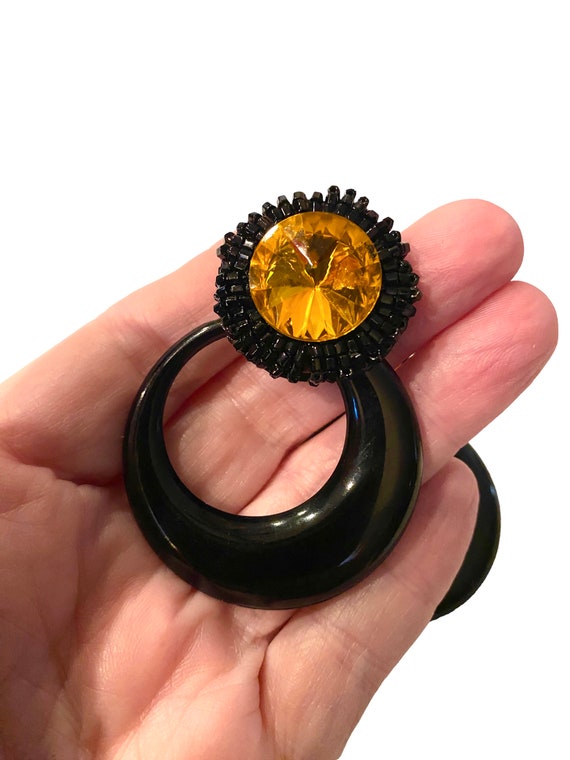 Vintage 1980’s Black Lucite with Oversized Yellow… - image 3