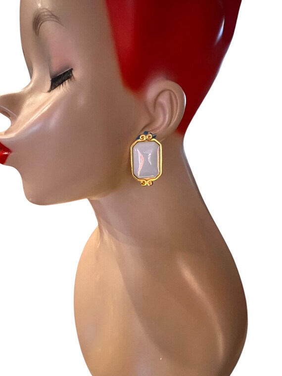 Vintage Givenchy gold plated rectangular Faux opa… - image 4