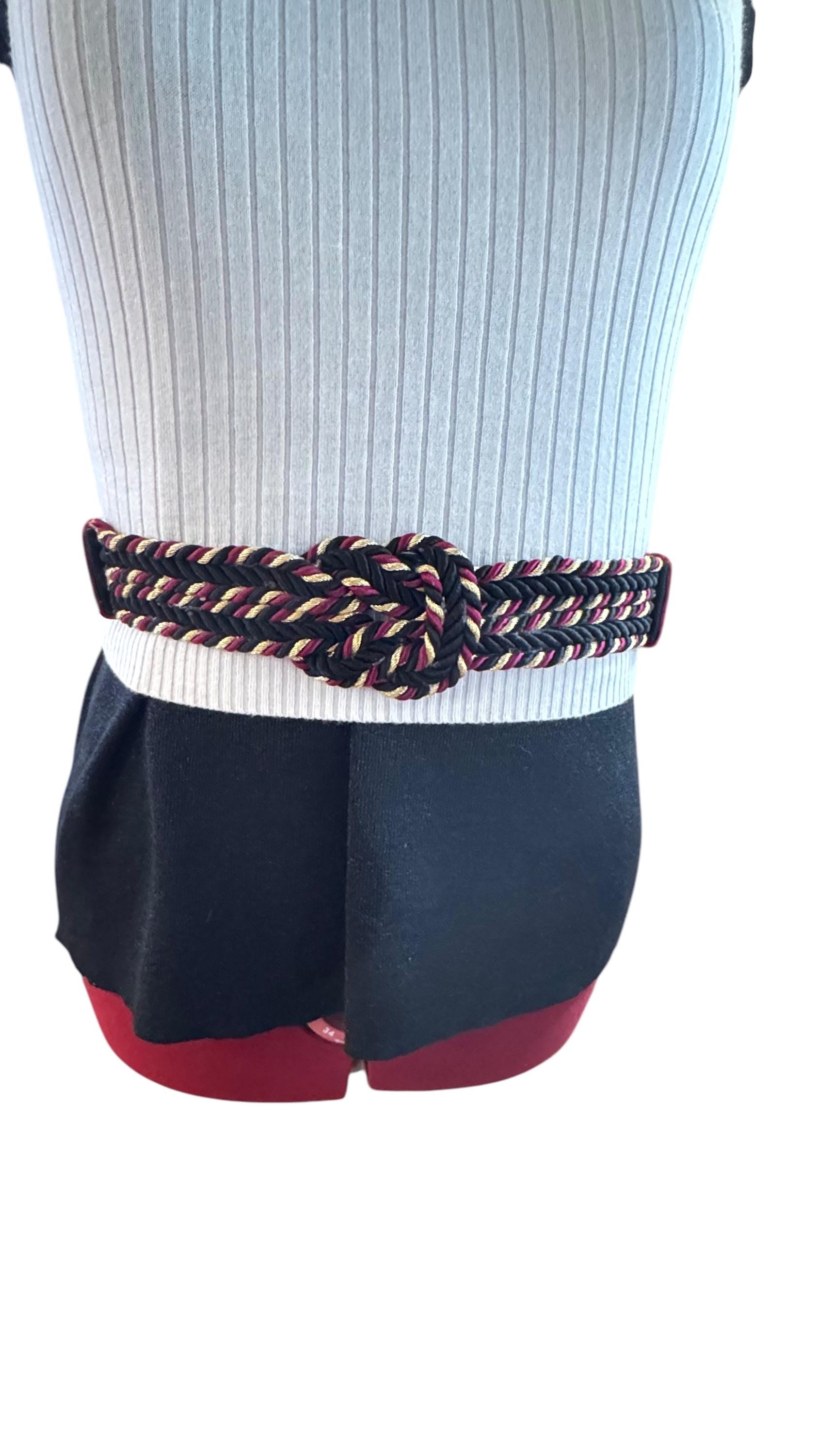 Vintage 80s black, grey, blue & pink beaded belt tie back adjustable cummerbund Beaded Cummerbund - Etsy Canada main image 3