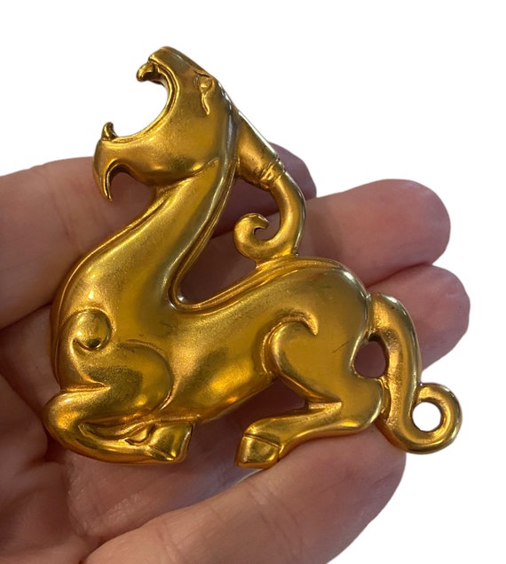 Vintage Brushed Gold Plated MMA Metropolitan Museum of Art Unicorn