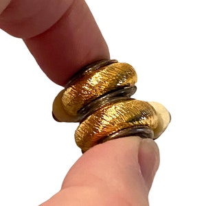 Vintage Gold and Silver Plated Ribbed Huggie Hoop Clip Earrings 1980s Nice Quality BBB35