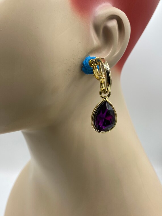 Vintage Gold Plated Faux Purple Amethyst Lucite B… - image 3