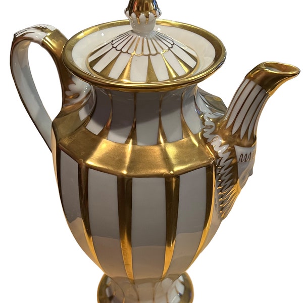 Regal German Furstenberg Grecque Athena Zwaar goud verguld porselein koffiepot Furstenberg minnaar cadeau
