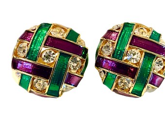 Orecchini Pendenti Mardi Gras – Cristalli Viola, Verde E Giallo – Perline E Nappe – Lunghezza 6,6 Cm – Moda Vintage Per Carnevale E Feste - 2