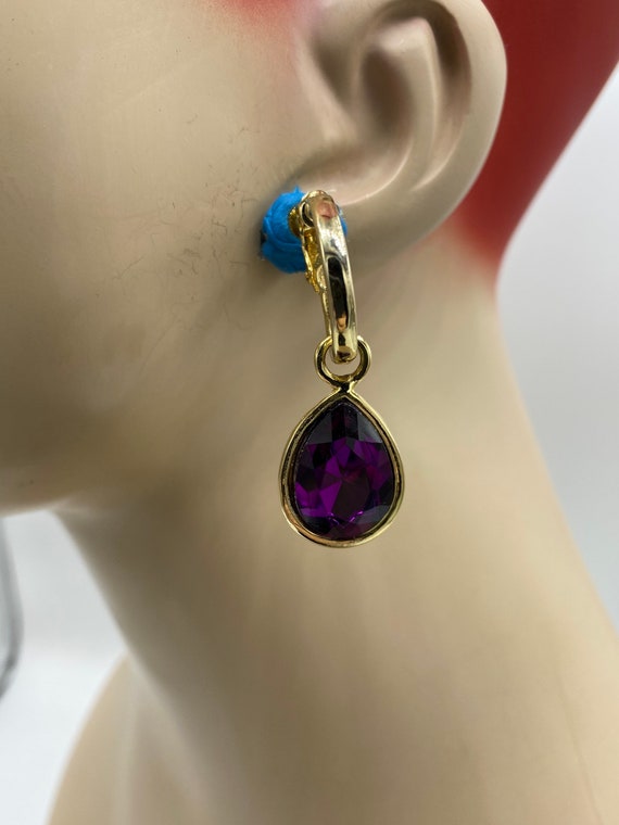 Vintage Gold Plated Faux Purple Amethyst Lucite B… - image 2