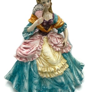 Vintage italienische Porzellan Große Capodimonte Victorian Lady Figur Statue Italien