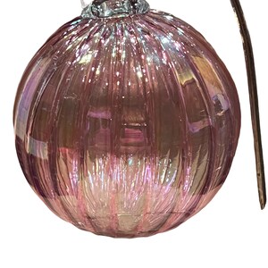 Vintage 1980’s Glass Eye Studio Handblown Murano Style Christmas Ornament Art Glass Pearlescent Pink Cranberry