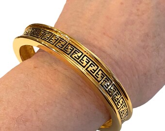 Vintage Heavy Gold Plated Black Enamel Double F Fendi