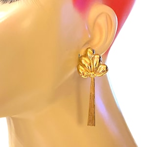 Vtg Designer Gold Plated Elegant 80s Balloons with Dangle Clip Screwback  Earrings New in Box L4