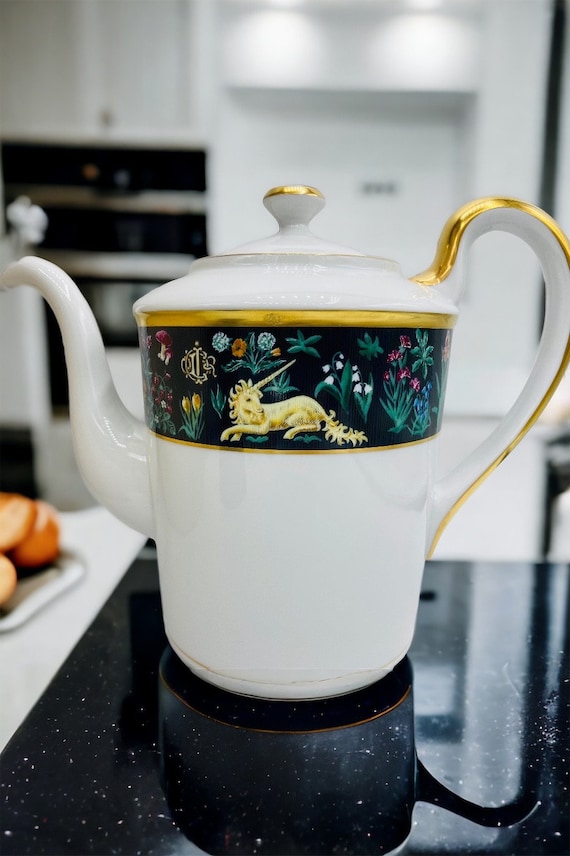 Christian Dior 1950s ロータスボウル Vintage Christian Dior Licorne Unicorn Coffee Pot With Lid Unused